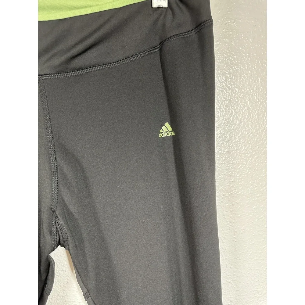 Adidas Capris Pants Womens Medium‎ Black Green Athletic Running Yoga Stretch